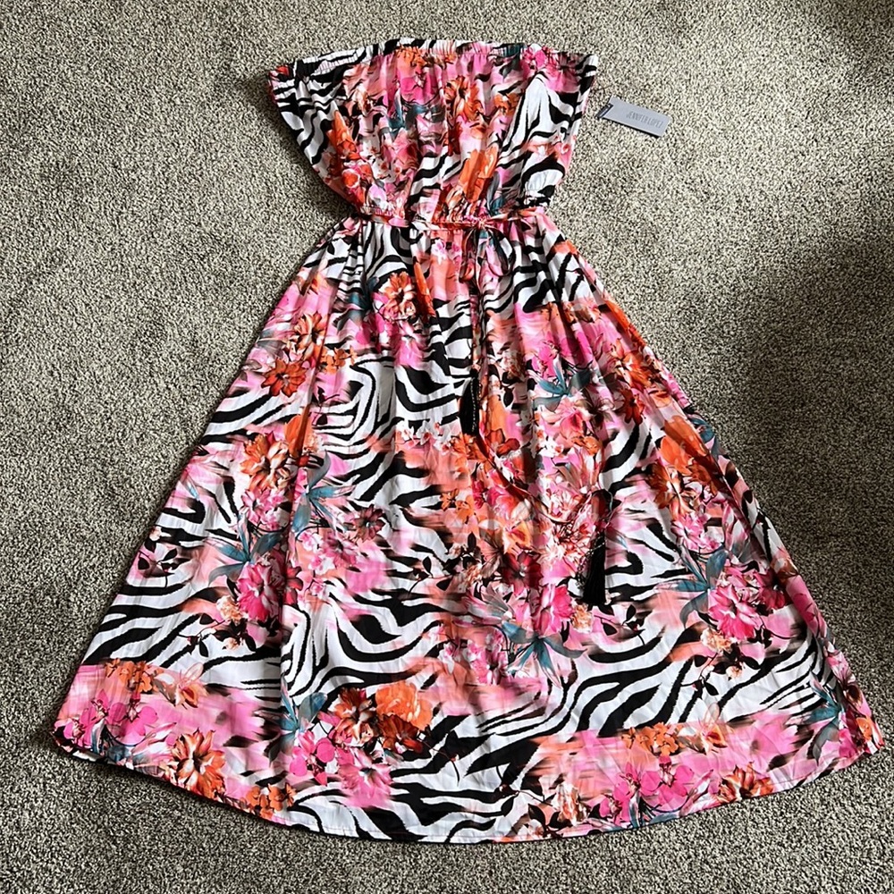 Jennifer Lopez Strapless Long Dress Tropical Sz 2X - Picture 3 of 11
